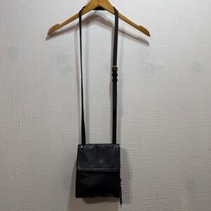 American Leather Co Crossbody Bag Womens Small Black Leather Organizer Purse